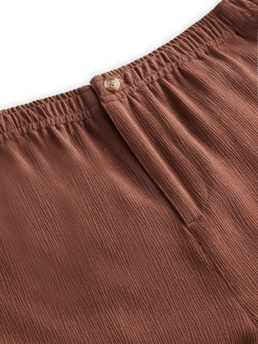 Saddle Brown Wide-Leg Crepe Comfort Trousers