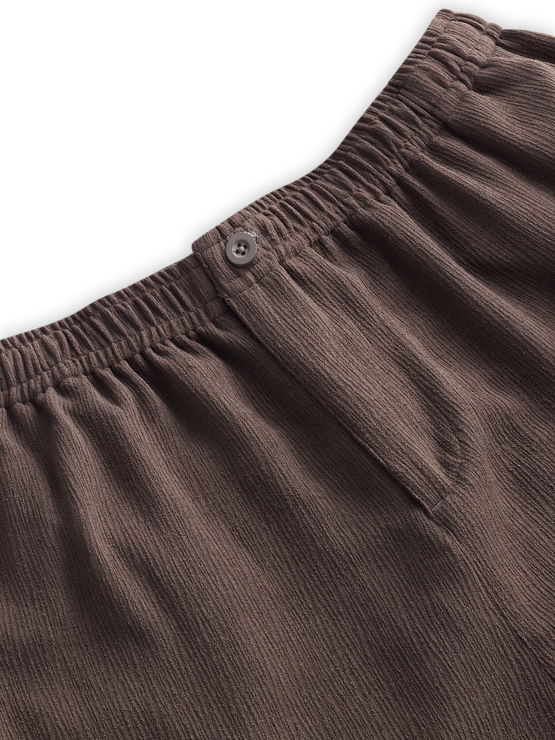 Bark Brown Soft Crepe Wide-Leg Trousers