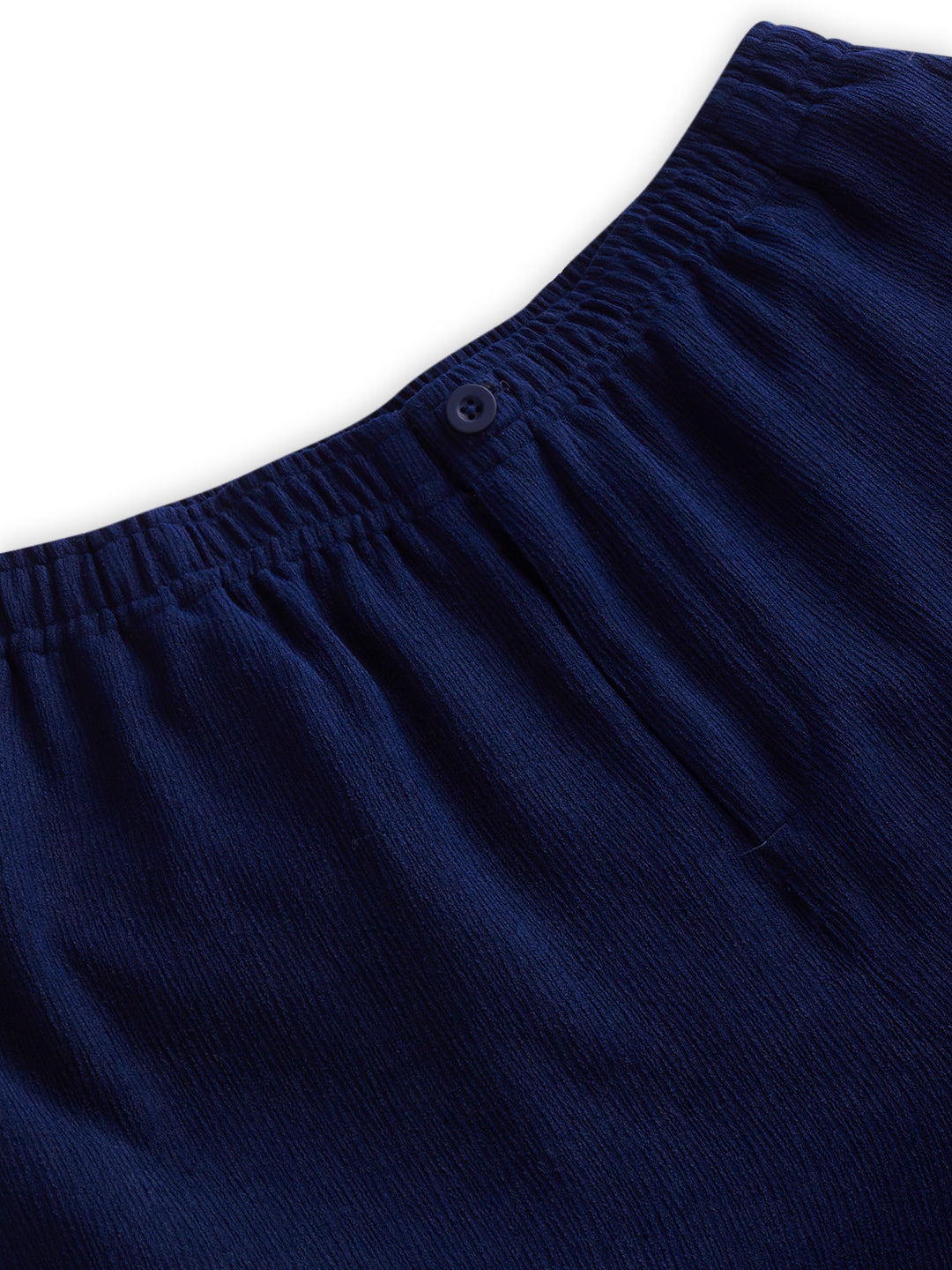 Navy Soft Crepe Wide-Leg Trousers