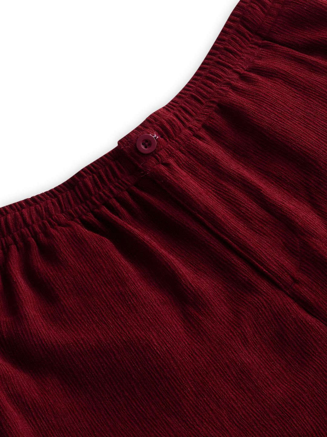 Berry Red Soft Crepe Wide-Leg Trousers