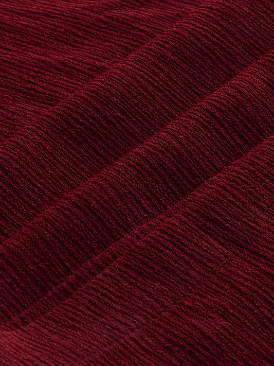 Berry Red Soft Crepe Wide-Leg Trousers