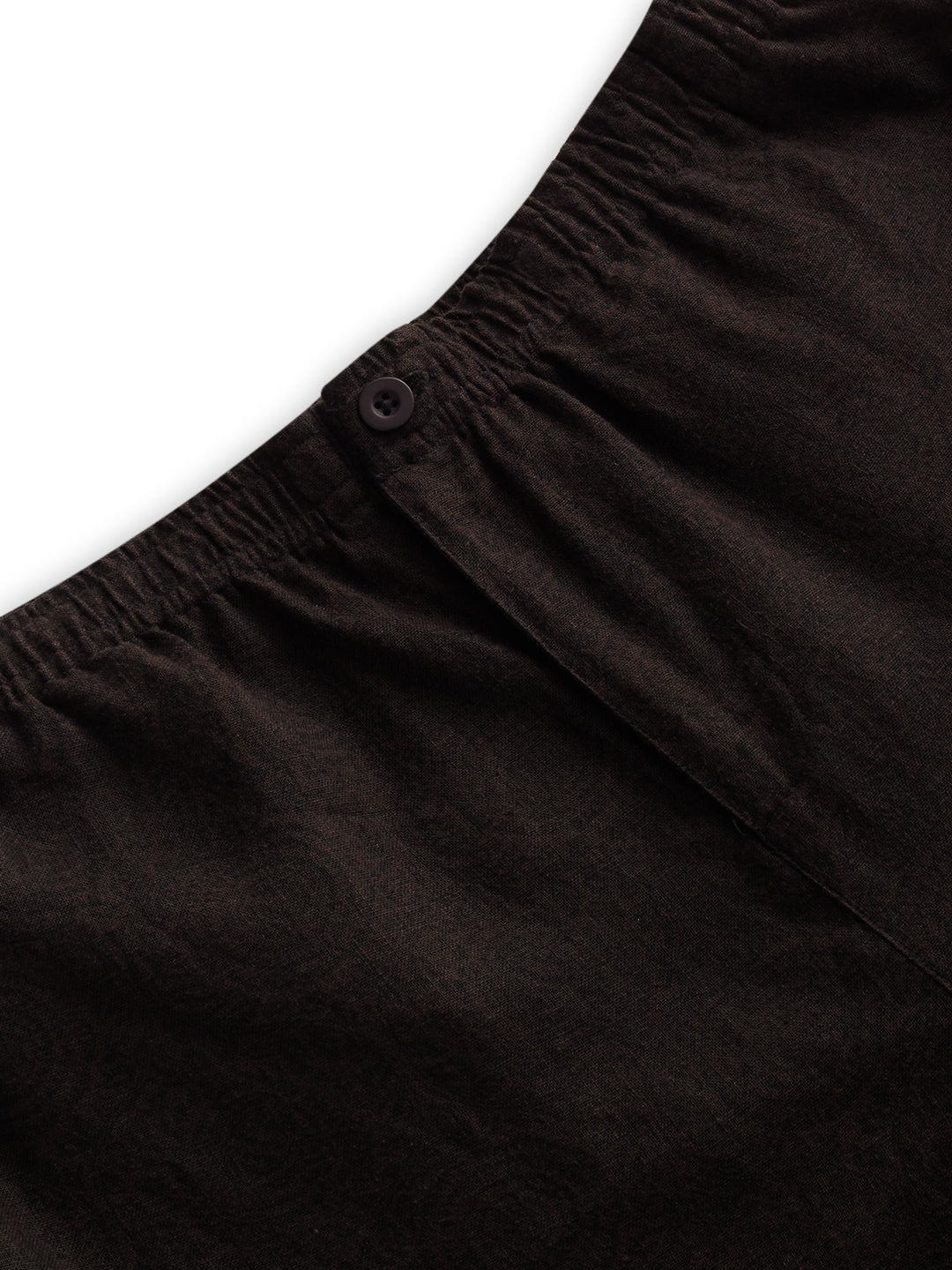 Brown Linen Blend Motif Printed Wide-Leg Trousers