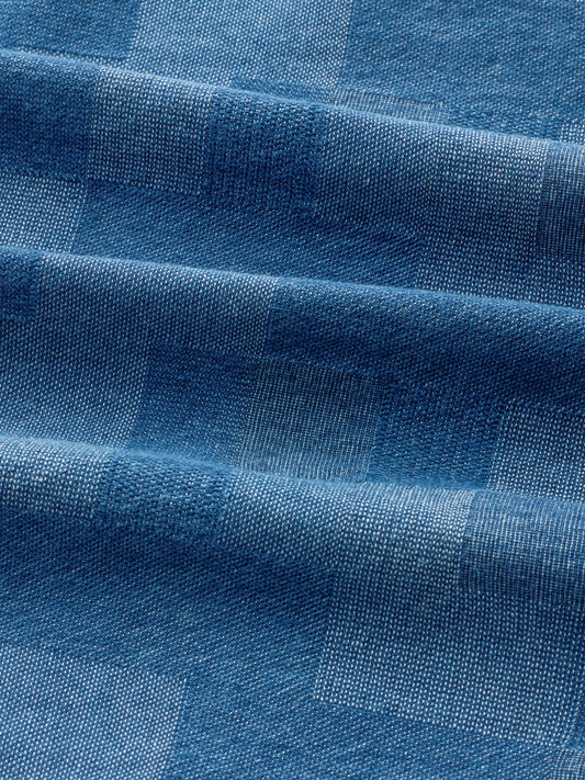 Elegant Denim Blue Box Checks Acid Wash Straight-Fit Trousers