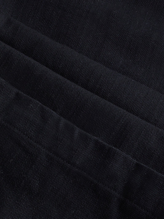 Solid Black Straight-Fit Trousers