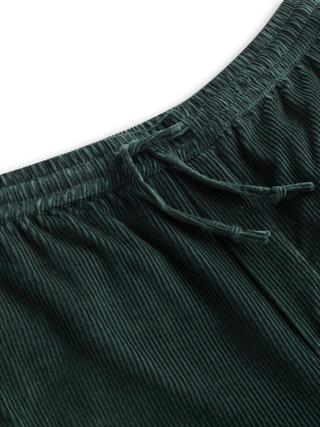 Sacremento Green Corduroy Straight-Fit Trousers