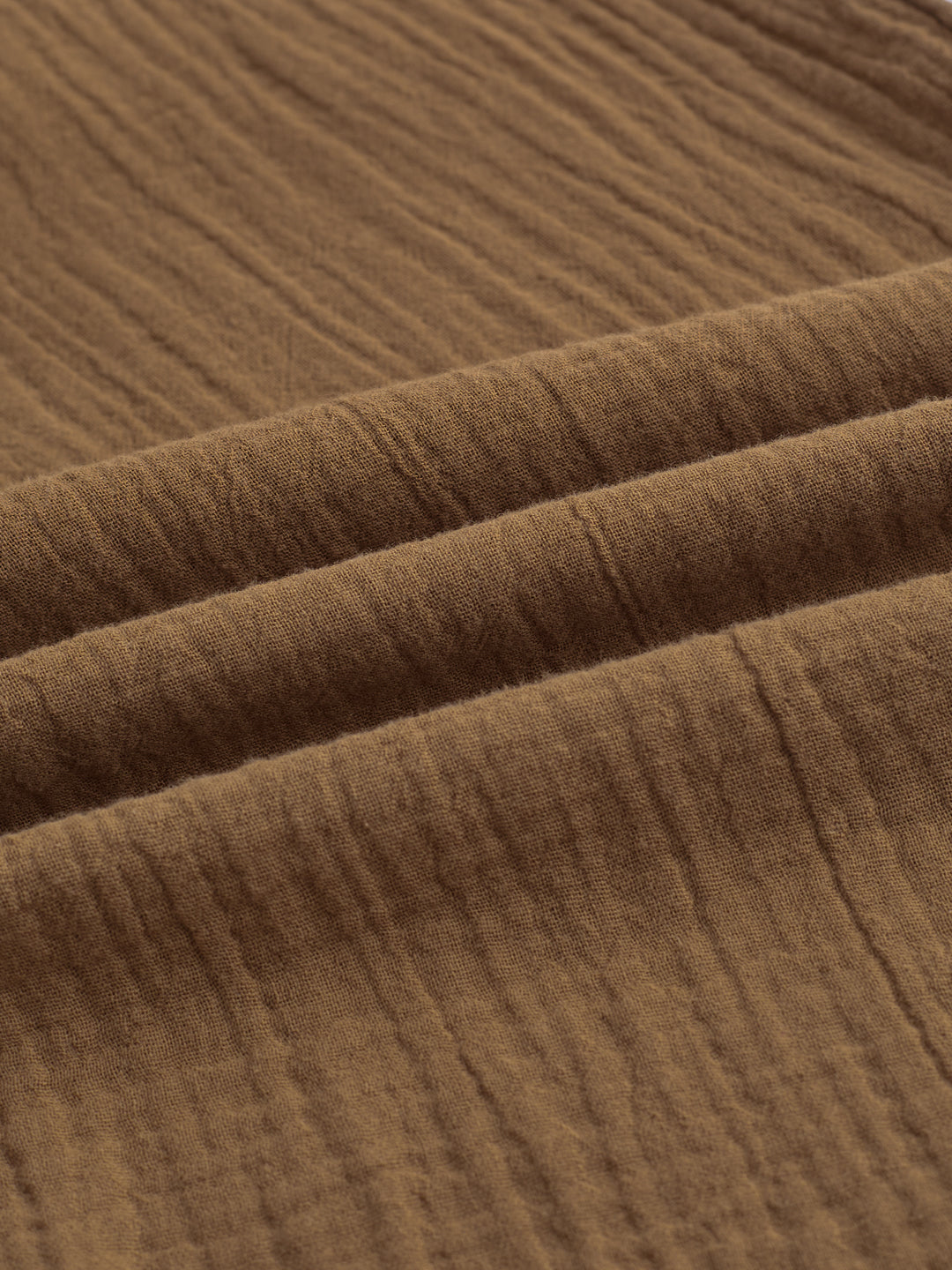 Classic Caramel Brown Double Cloth Straight-Fit Trousers