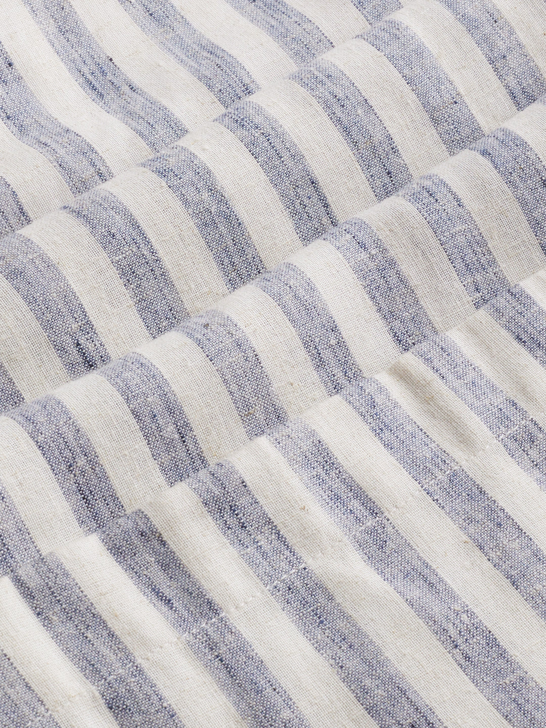 White & Navy Linen Blend Wide-Leg Trousers