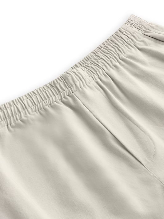 Solid Stone Beige Tapered Trousers