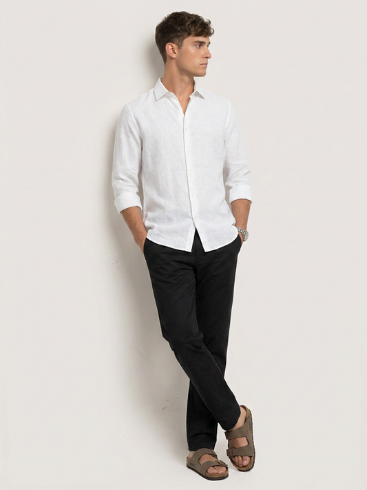 Solid Black Tapered Trousers