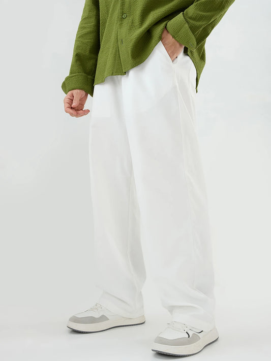 Snow White Suede Straight Fit Trousers