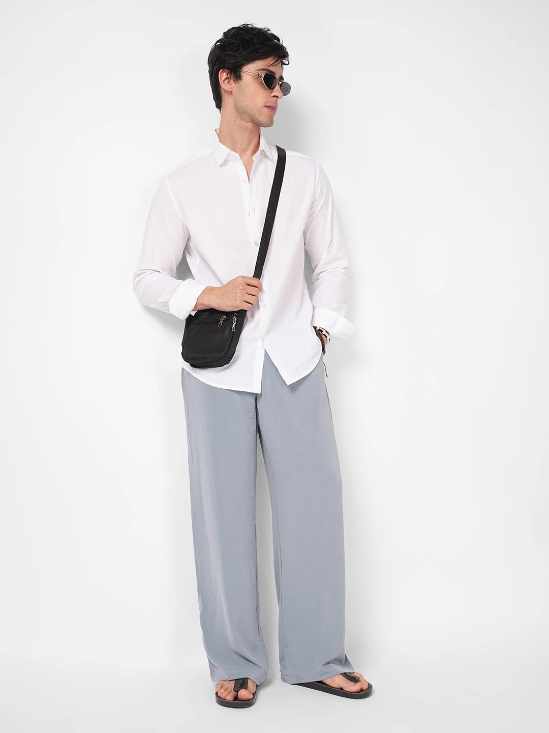 Squelchy Greyish Blue Wide Leg Trousers