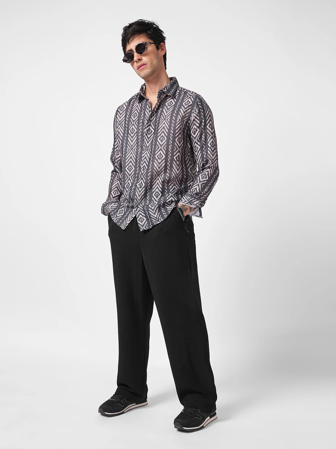 Elegant Plush Black Straight Fit Trousers