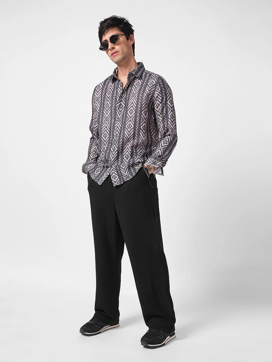 Elegant Plush Black Straight Fit Trousers