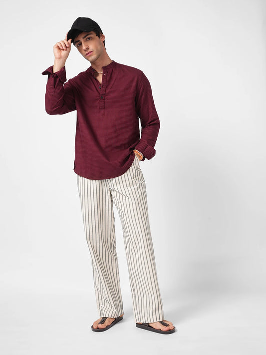 Intricate Navy Embroidered Straight Fit Trousers