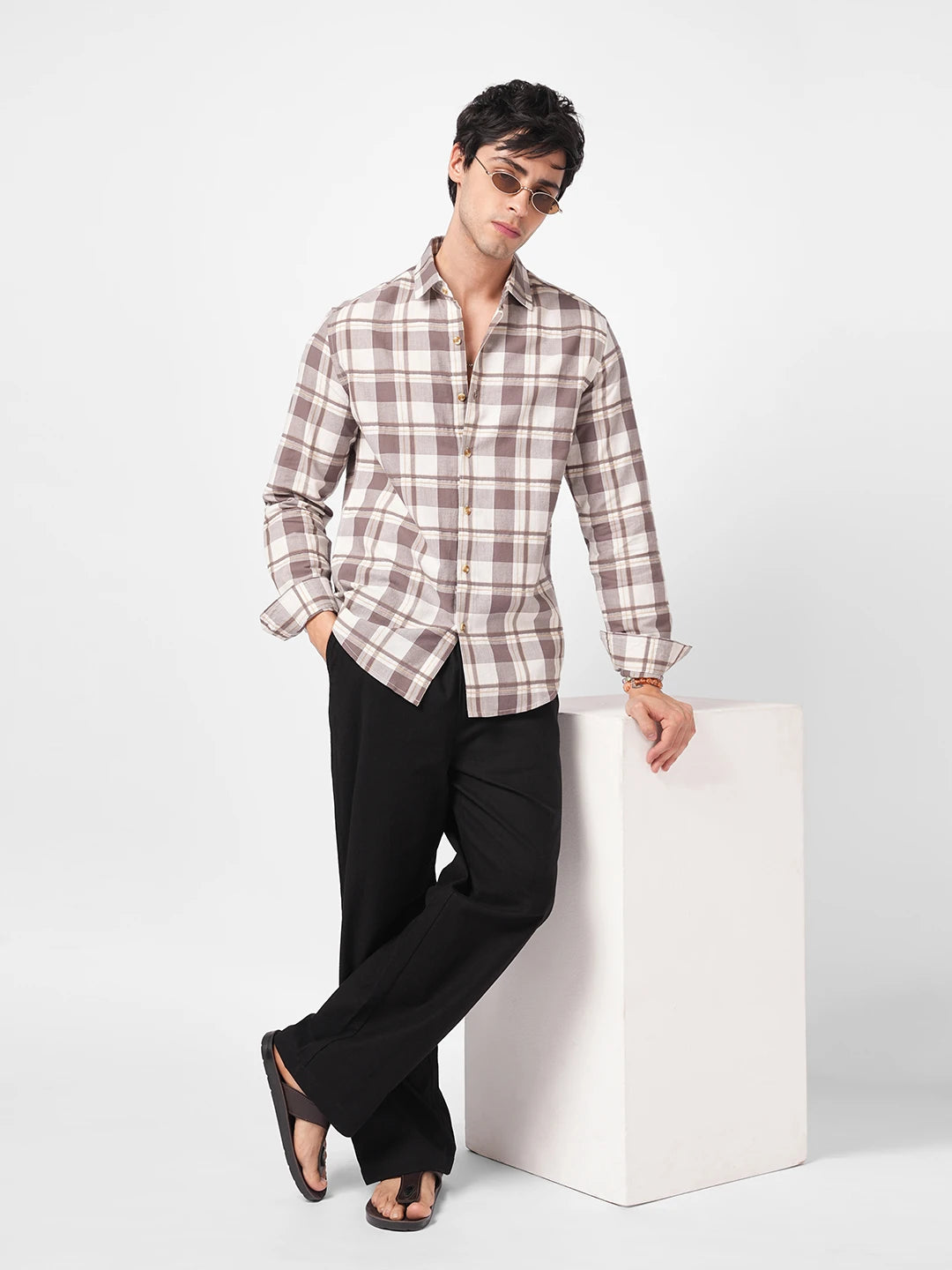 Timeless Black Slub Weave Straight Fit Trousers