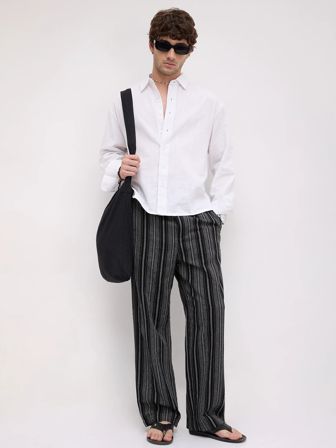 Artisan Monochrome Striped Straight Fit Trousers