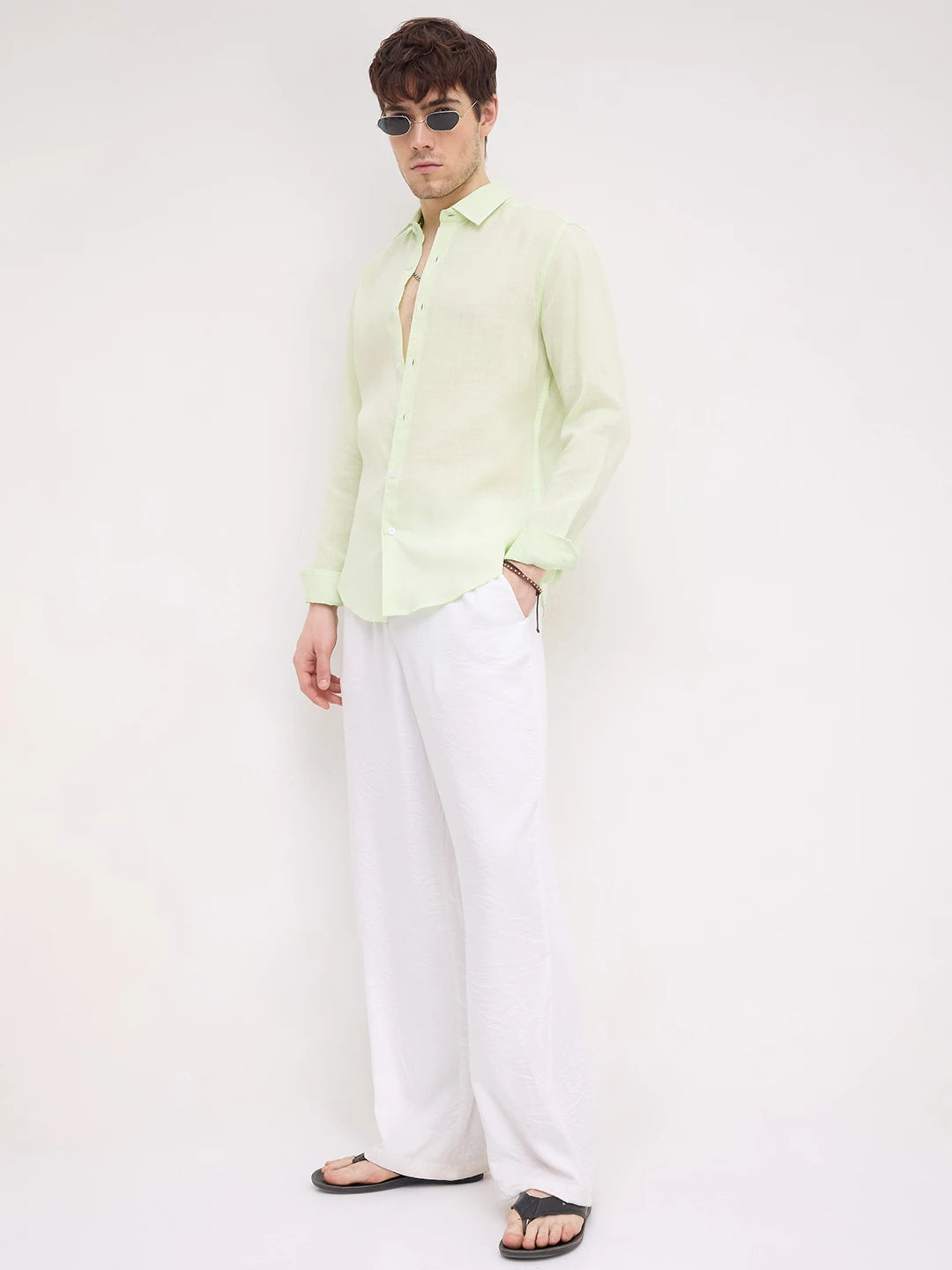 Sheer Pastel Tea Green Lyocell Shirt
