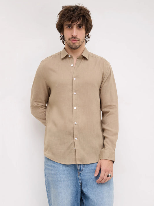 Warm Khaki Fine Textured Shirt