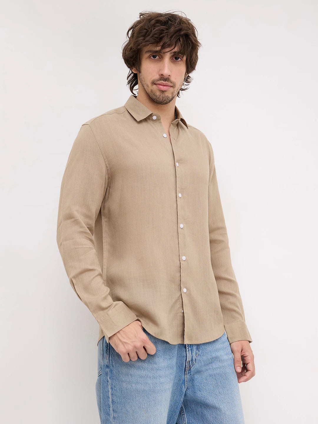 Warm Khaki Fine Textured Shirt