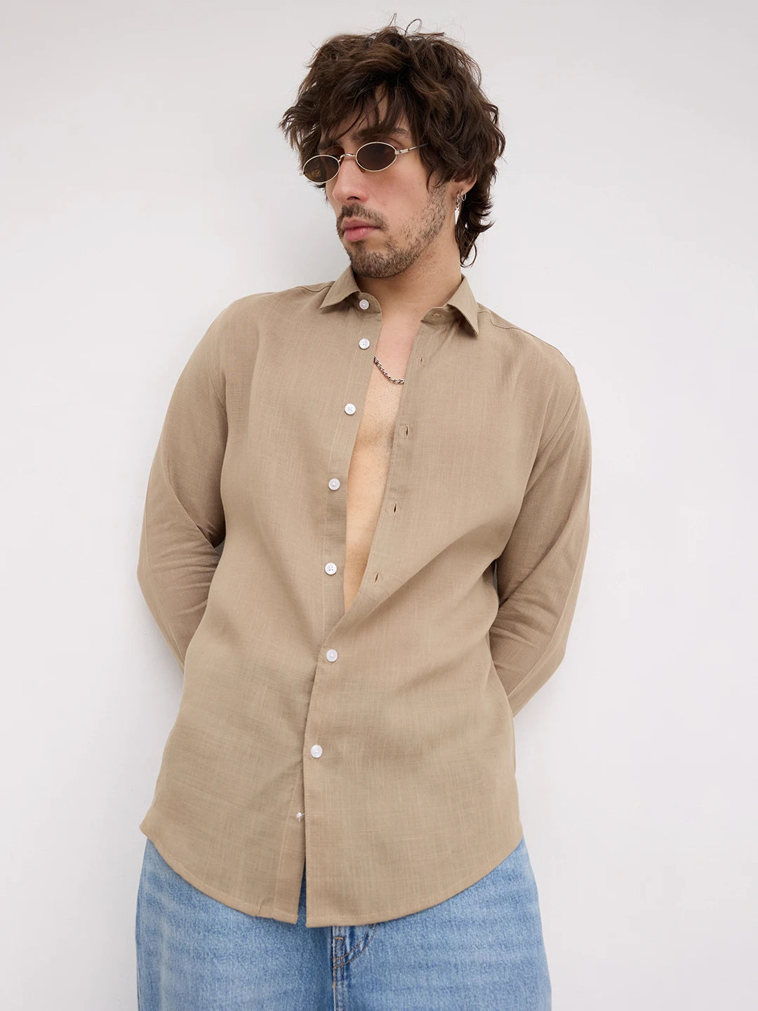 Warm Khaki Fine Textured Shirt