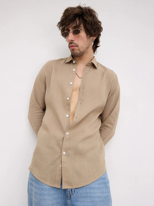 Warm Khaki Fine Textured Shirt