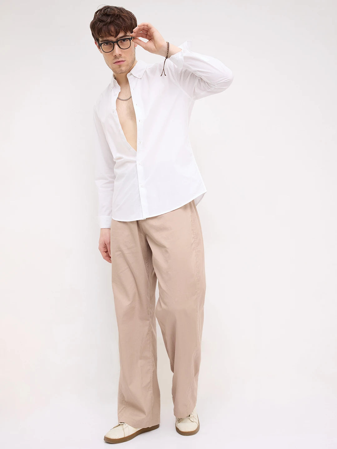 Pure White Button-Down Collar Business Shirt