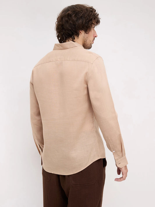 Warm Camel Beige Fine Textured Shirt