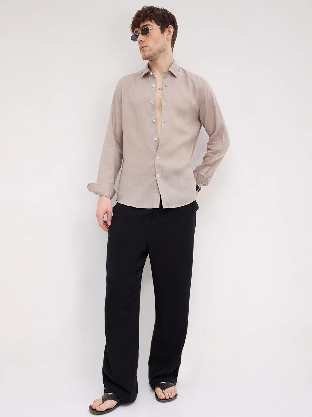 Timeless Tan Fine Textured Lyocell Everyday Shirt