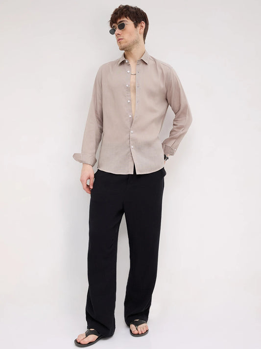 Timeless Tan Fine Textured Lyocell Everyday Shirt