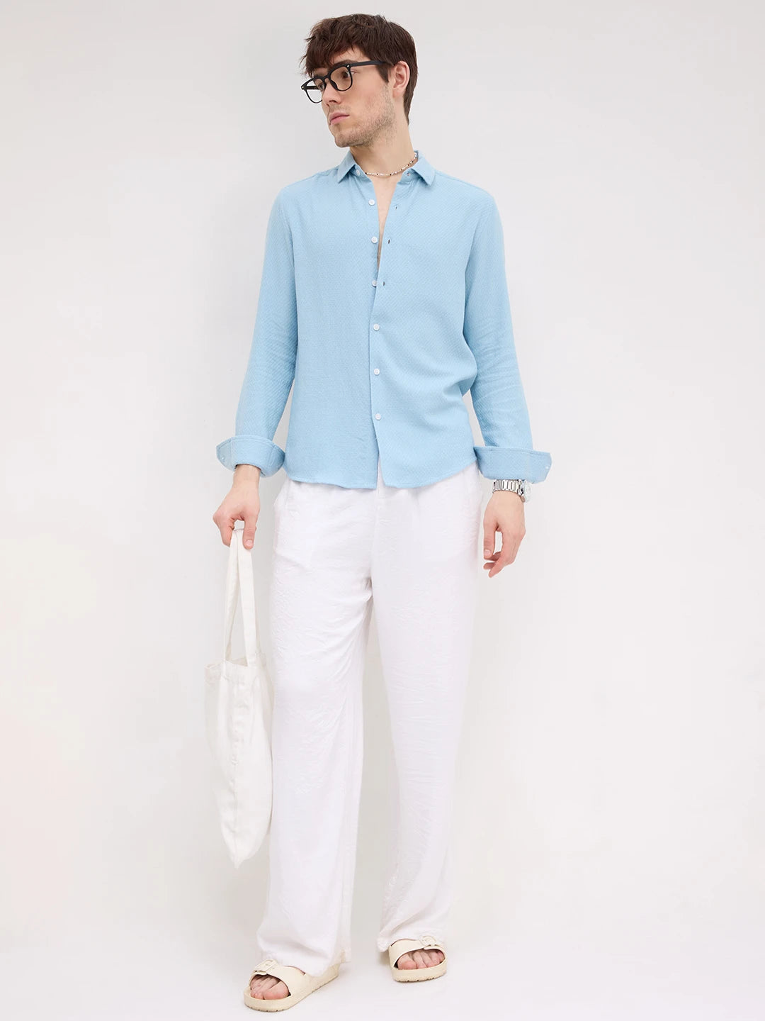 Morning Blues Artisan Weave Textured Shirt