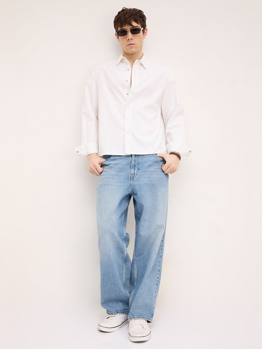 Luxe Arctic White Cord Crop Shirt