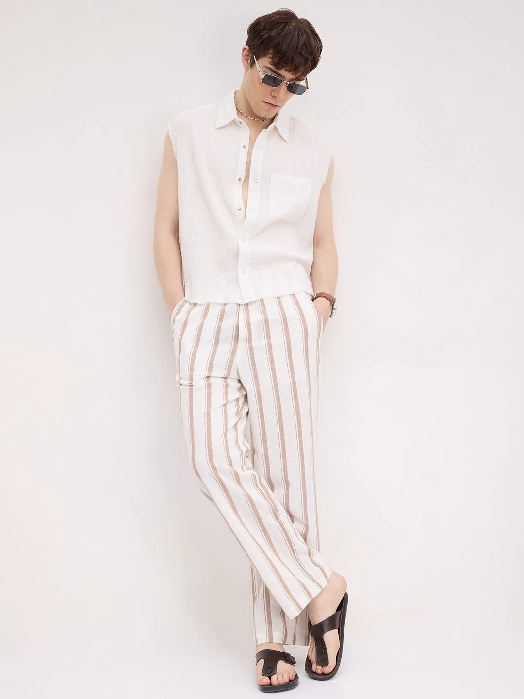 Iconic Frost White Sleeveless Cropped Shirt