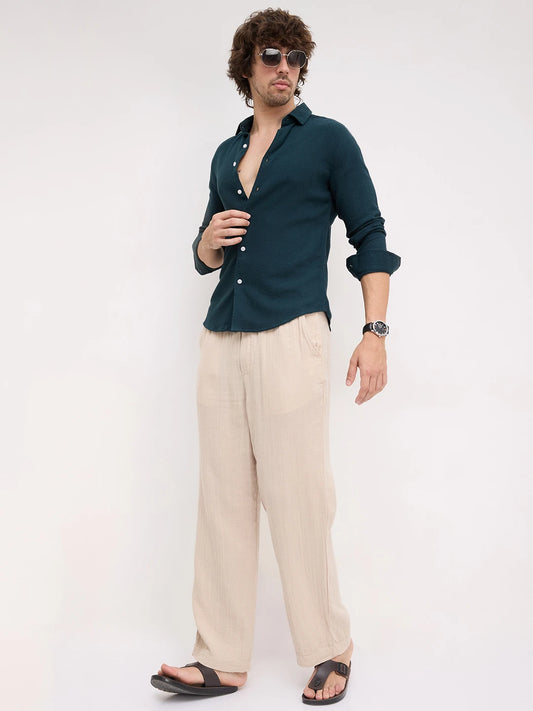 Deep Sacramento Green Lozenge Textured Shirt