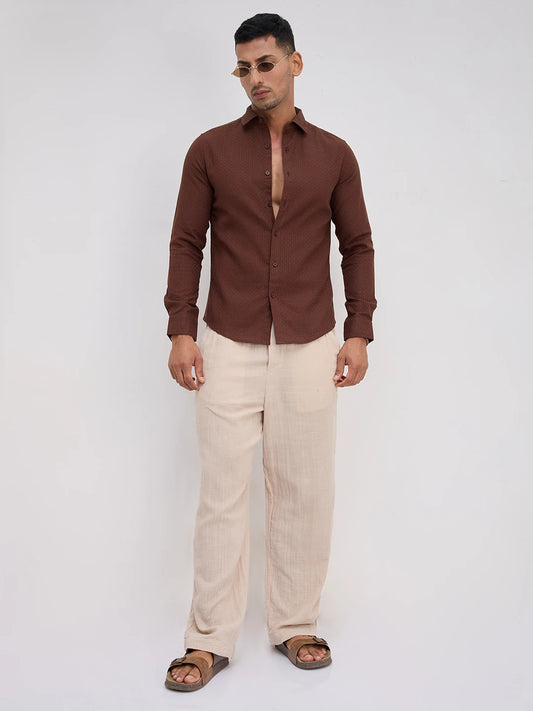 Brunette Brown Interlock Textured Shirt