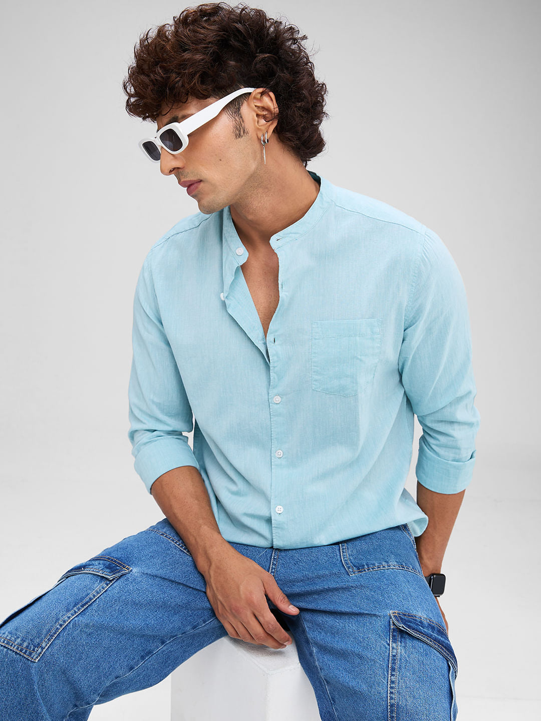 Solid Turquoise Blue Shirt