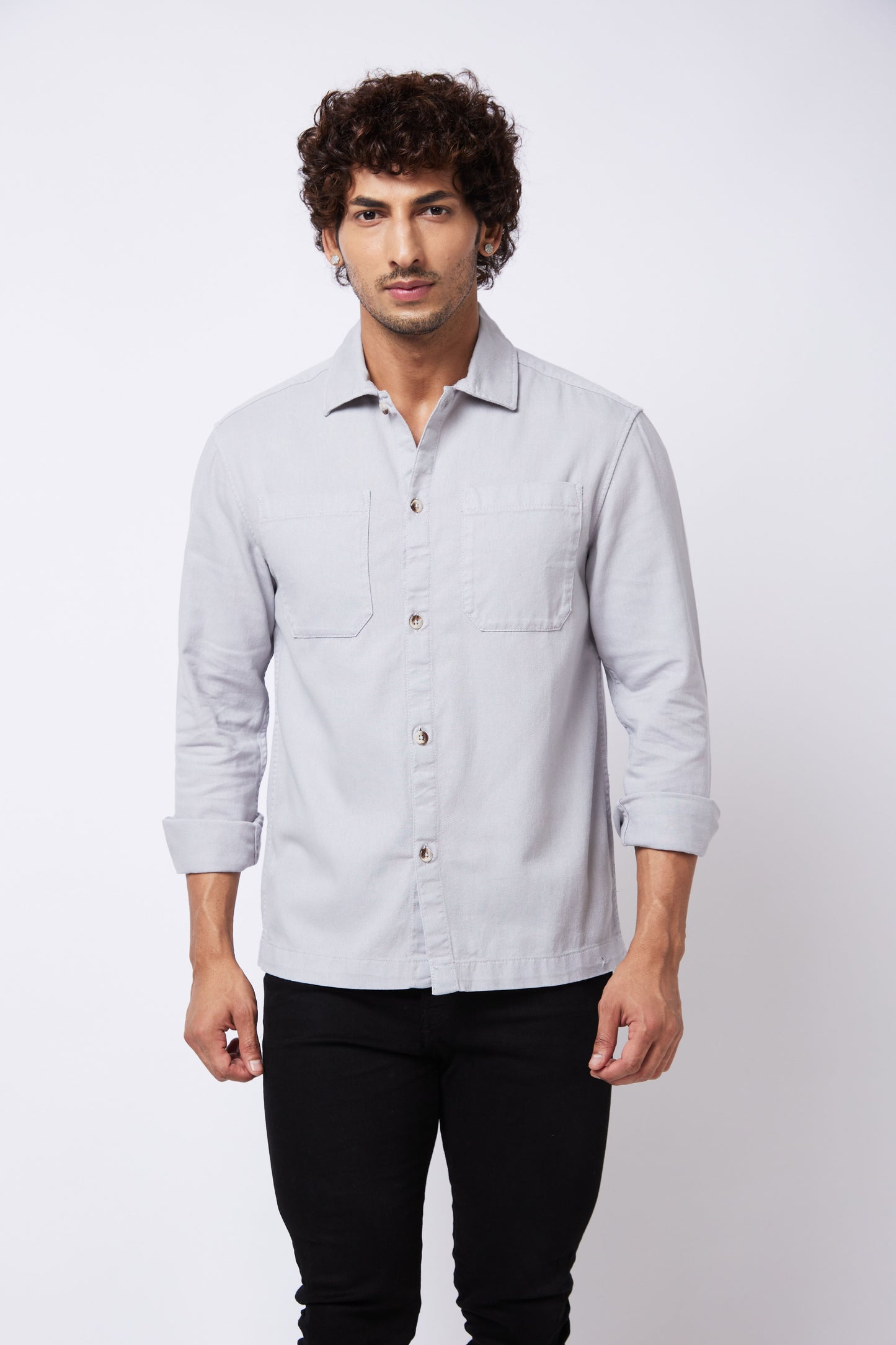 Grey Double Pocket Overshirt