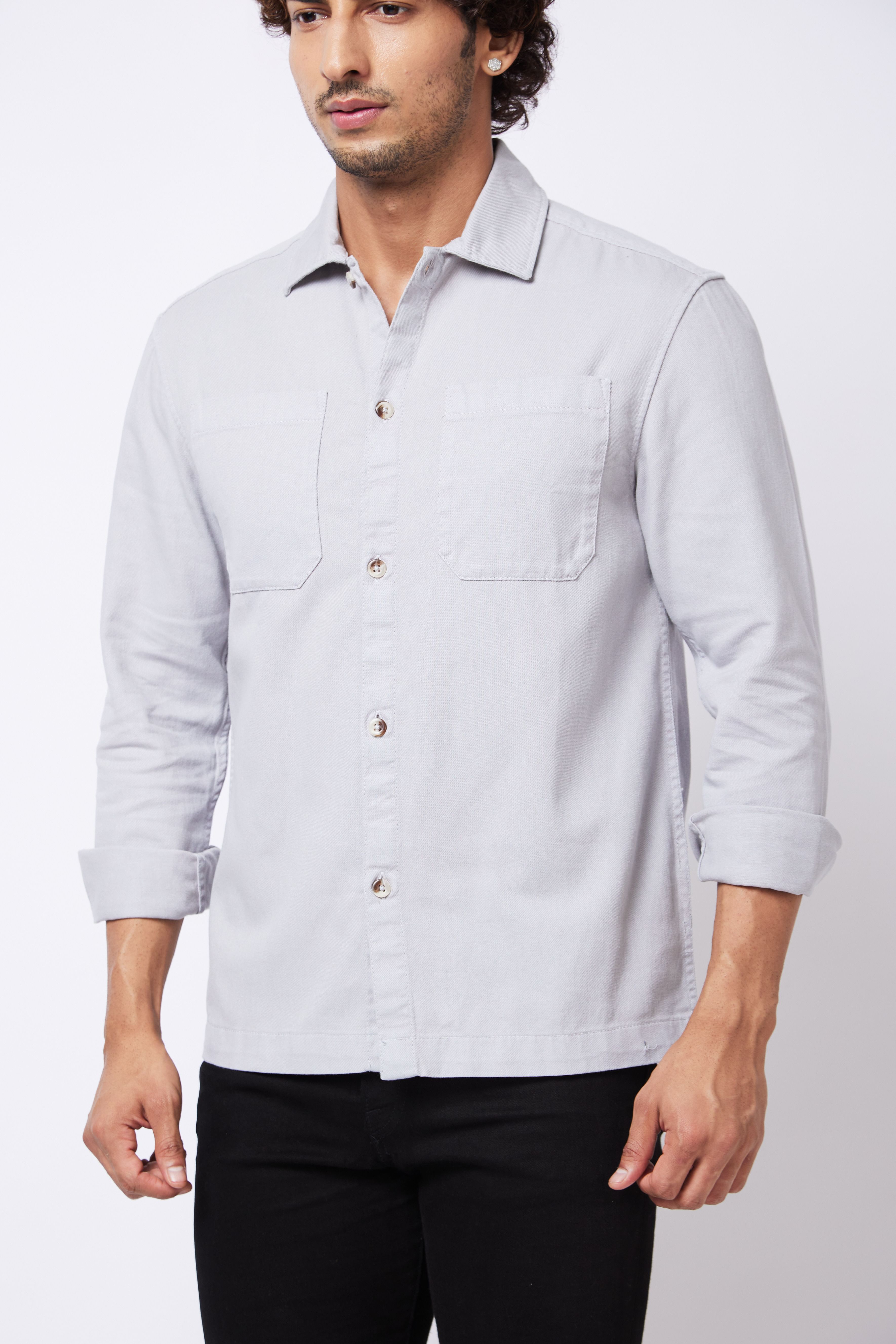 Grey Double Pocket Overshirt