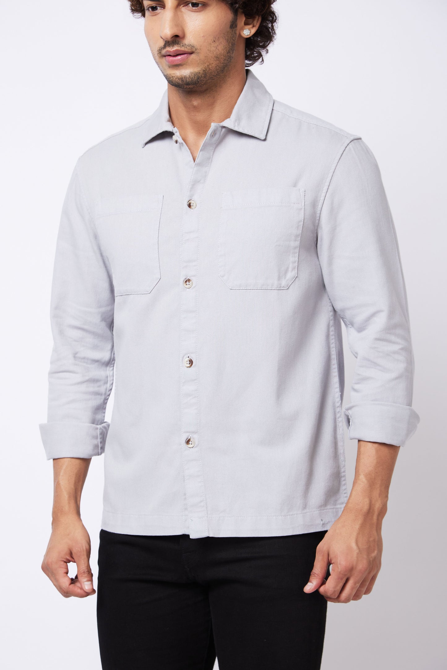 Grey Double Pocket Overshirt