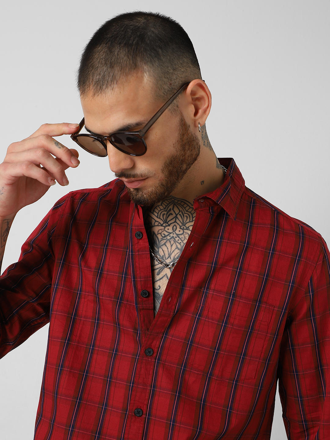 Berry Red Checked Shirt