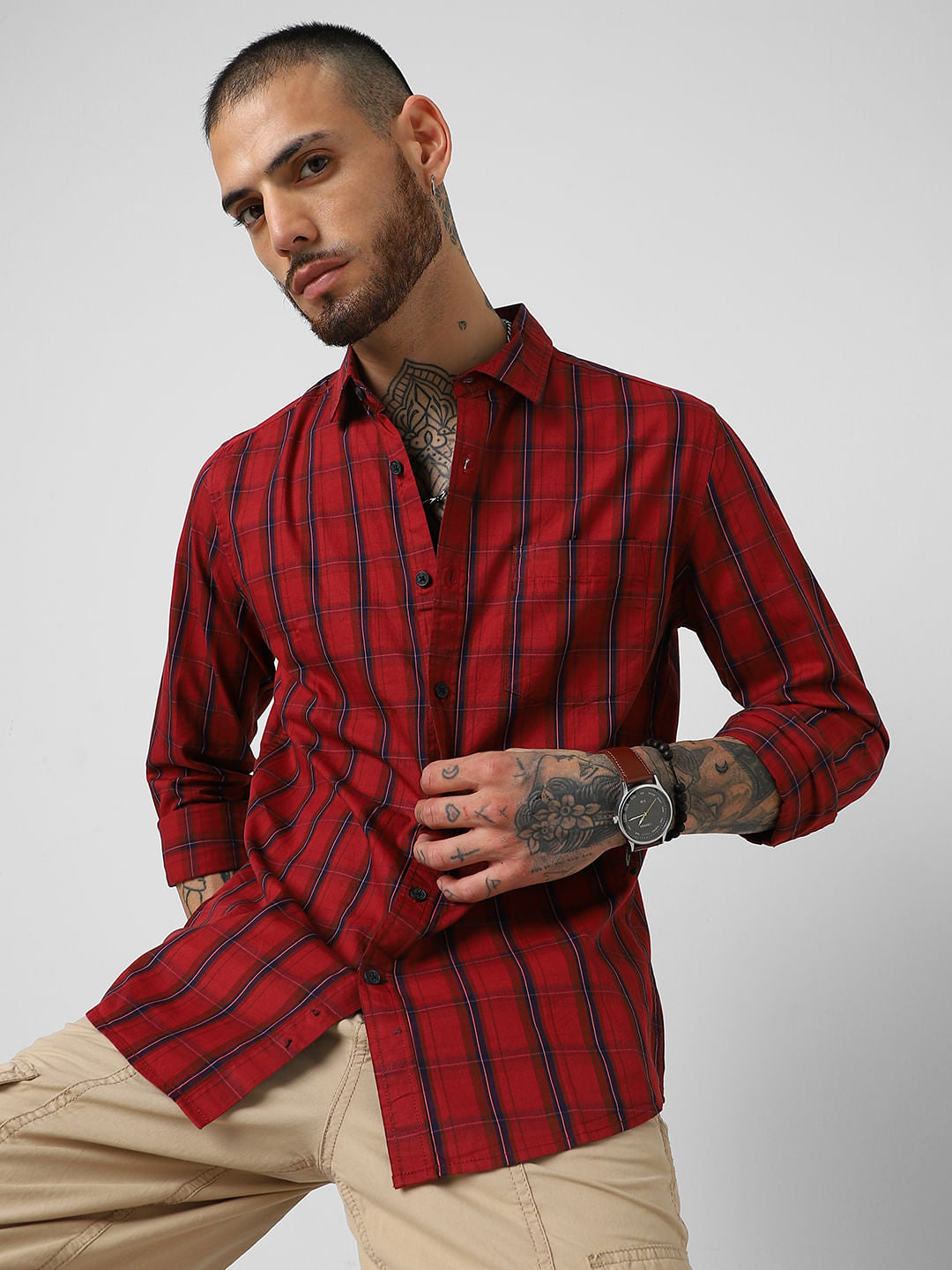 Berry Red Checked Shirt