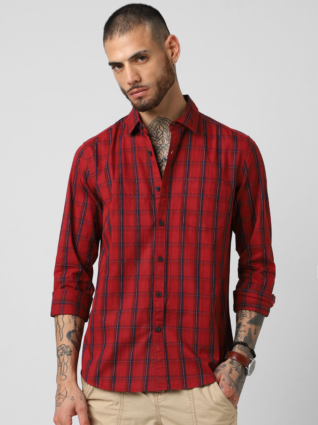 Berry Red Checked Shirt
