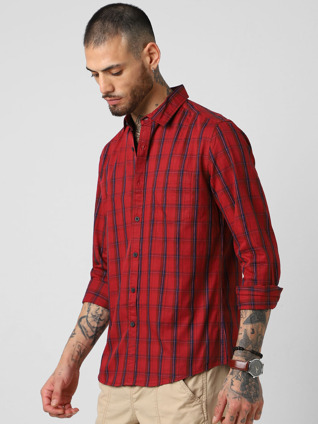Berry Red Checked Shirt