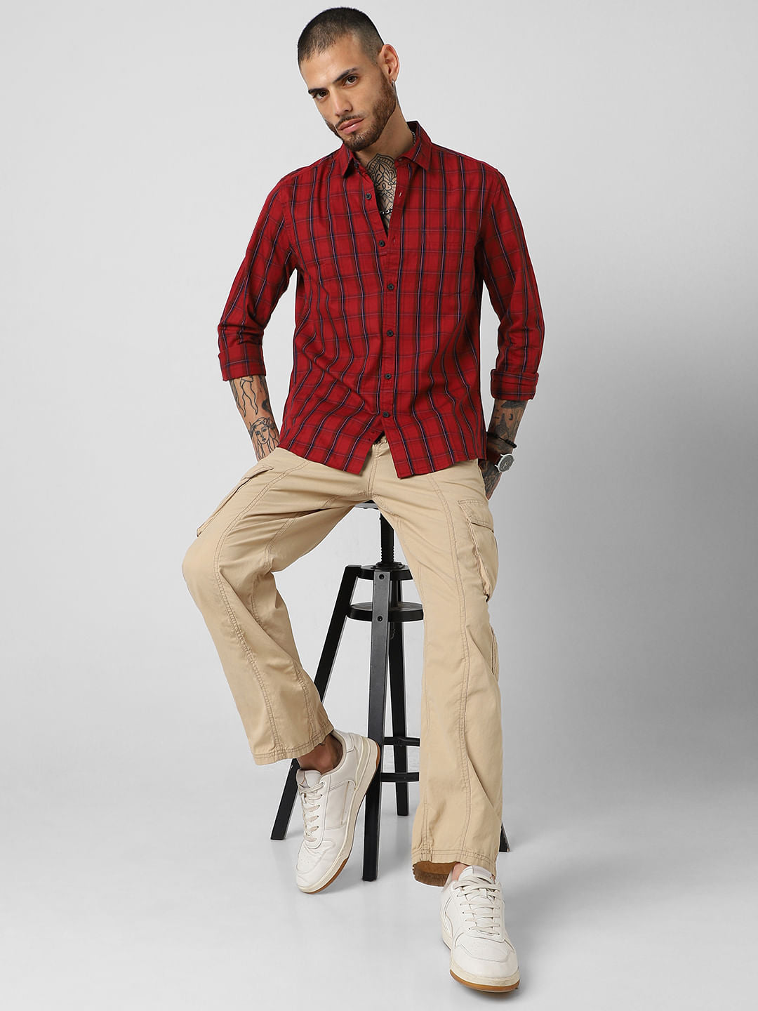 Berry Red Checked Shirt