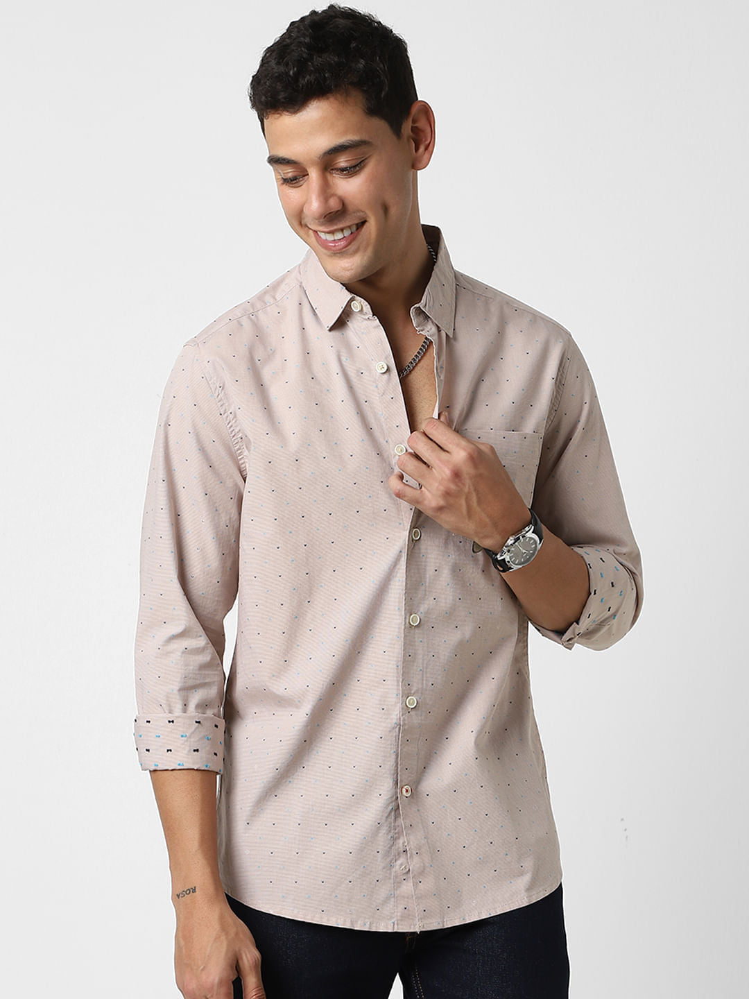 Beige Dobby Shirt