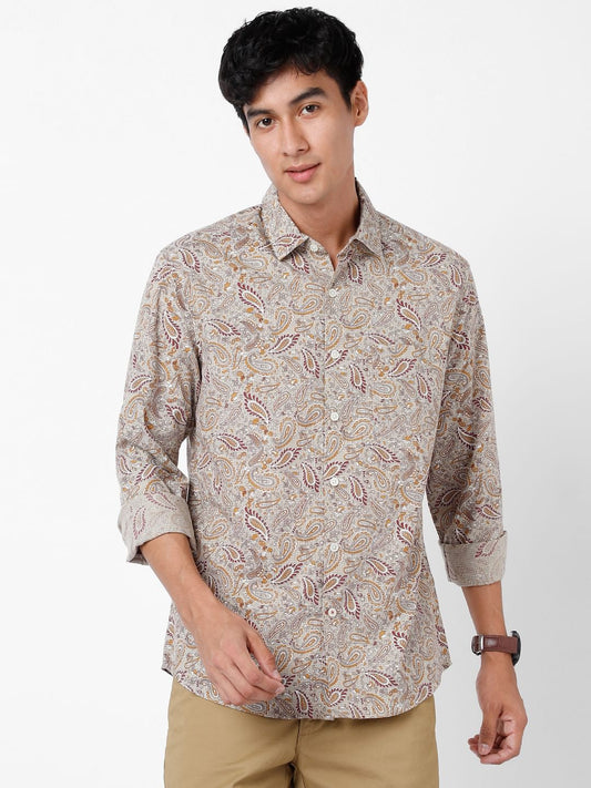 Beige Paisley Printed Shirt