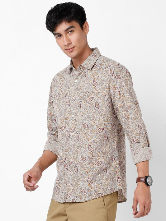 Beige Paisley Printed Shirt