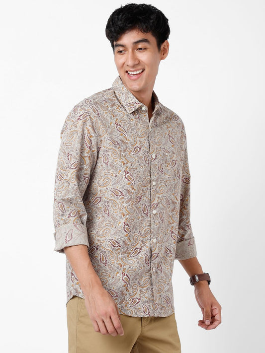 Beige Paisley Printed Shirt