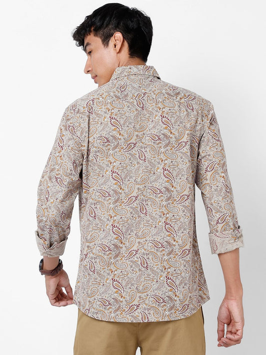 Beige Paisley Printed Shirt