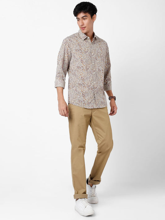 Beige Paisley Printed Shirt