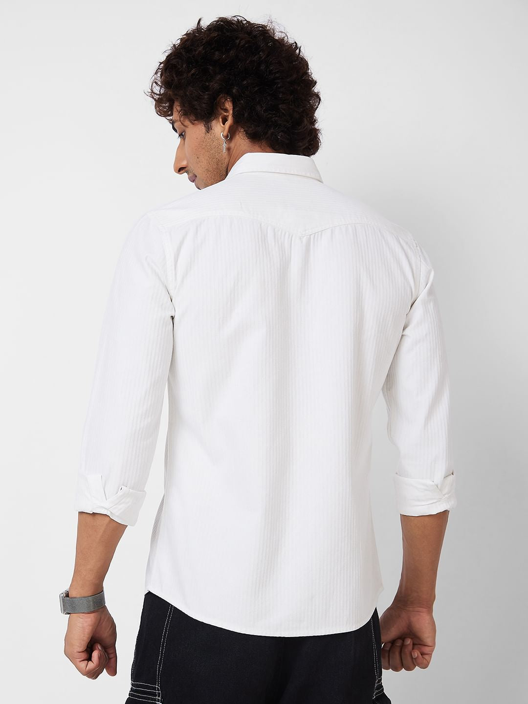 White Striped Double Pocket Shirt
